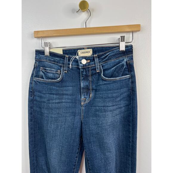 NWT L'Agence High Line High Rise Distresses Skinny Denim Jeans Vintage Destruct - Picture 3 of 8